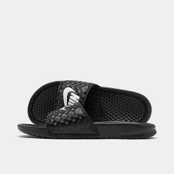 Women's Nike Benassi JDI Swoosh Slide Sandals Black/White - 343881 011