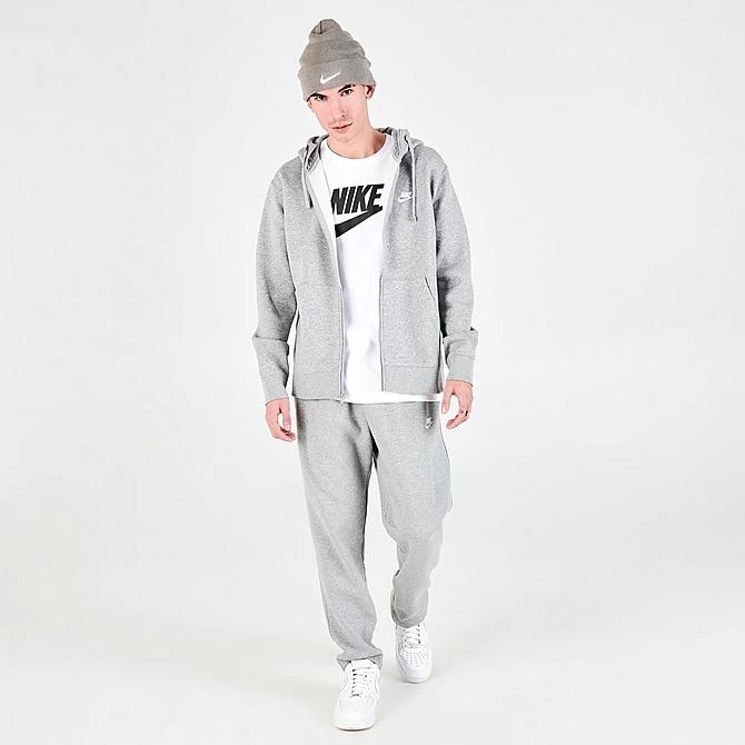 Nike Sportswear Club Fleece Full-Zip Hoodie Dark Grey Heather/Matte Silver/White - BV2645 063 2 Nike Sportswear Club Fleece Full-Zip Hoodie Dark Grey Heather/Matte Silver/White - BV2645 063 - Image 2