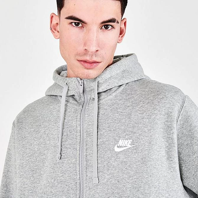 Nike Sportswear Club Fleece Full-Zip Hoodie Dark Grey Heather/Matte Silver/White - BV2645 063 5 Nike Sportswear Club Fleece Full-Zip Hoodie Dark Grey Heather/Matte Silver/White - BV2645 063 - Image 5