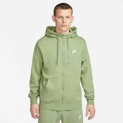 Nike Sportswear Club Fleece Full-Zip Hoodie Oil Green/Oil Green/White - BV2645 386
