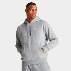 Nike Sportswear Club Fleece Embroidered Hoodie Dark Grey Heather/Matte Silver/White - BV2654 063
