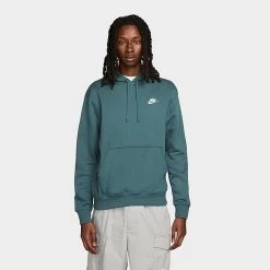 Nike Sportswear Club Fleece Embroidered Hoodie Faded Spruce/Faded Spruce/White - BV2654 309