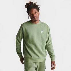 Nike Sportswear Club Fleece Crewneck Sweatshirt Oil Green/White - BV2662 386