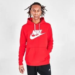 Nike Sportswear Club Fleece Hoodie University Red/White/White - BV2973 657