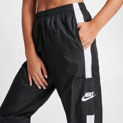 Women's Nike Sportswear Essential Woven Jogger Pants Black/White/White - CJ7346 010 -Nike Women Shop CJ7346 010 M5