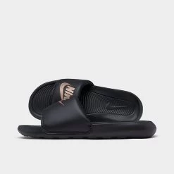 Women's Nike Victori One Slide Sandals Black/Metallic Red Bronze - CN9677 001