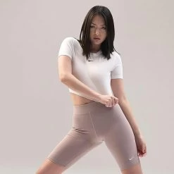 Women's Nike Sportswear Essential Mid-Rise 10 Inch Bike Shorts Diffused Taupe - CZ8526 272 -Nike Women Shop CZ8526 272 M3