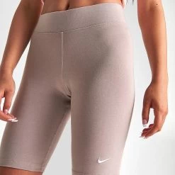 Women's Nike Sportswear Essential Mid-Rise 10 Inch Bike Shorts Diffused Taupe - CZ8526 272 -Nike Women Shop CZ8526 272 M5