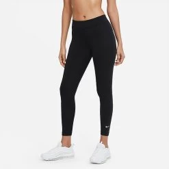 Women's Nike Sportswear Essential Mid-Rise Cropped Leggings Black/White - CZ8532 010