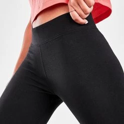 Women's Nike Sportswear Essential Mid-Rise Cropped Leggings Black/White - CZ8532 010 -Nike Women Shop CZ8532 010 M6