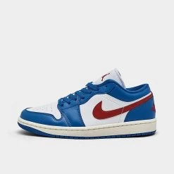 Nike Women's Air Jordan Retro 1 Low Casual Shoes Sport Blue/Gym Red/White/Sail - DC0774 416