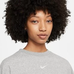 Women's Nike Sportswear Collection Essentials Oversized Fleece Crewneck Sweatshirt Dark Grey Heather/White - DD5632 063 -Nike Women Shop DD5632 063 M4