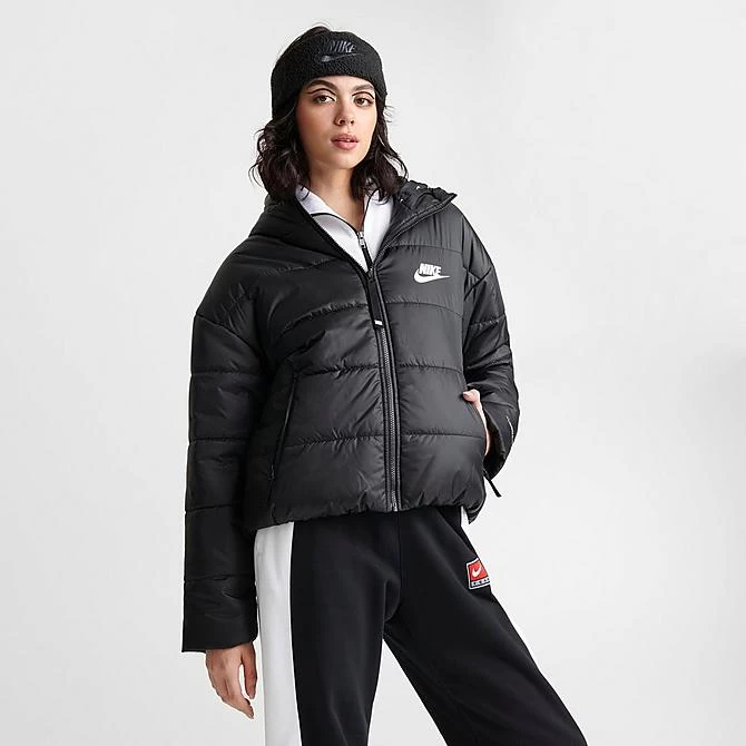 Women's Nike Sportswear Therma-FIT Repel Hooded Classic Puffer Jacket Black/Black/White - DJ6995 010 3 Women's Nike Sportswear Therma-FIT Repel Hooded Classic Puffer Jacket Black/Black/White - DJ6995 010 - Image 3