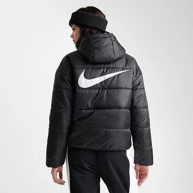 Women's Nike Sportswear Therma-FIT Repel Hooded Classic Puffer Jacket Black/Black/White - DJ6995 010 4 Women's Nike Sportswear Therma-FIT Repel Hooded Classic Puffer Jacket Black/Black/White - DJ6995 010 - Image 4
