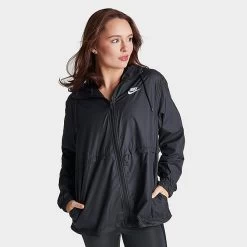 Women's Nike Sportswear Essential Repel Woven Jacket Black/White - DM6179 010