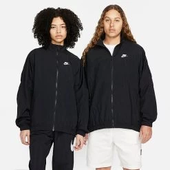 Women's Nike Sportswear Essential Windrunner Woven Jacket Black/Black/White - DM6185 010
