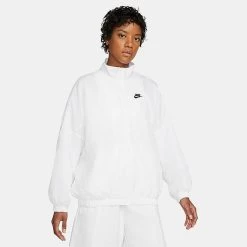 Women's Nike Sportswear Essential Windrunner Woven Jacket White/White/Black - DM6185 100