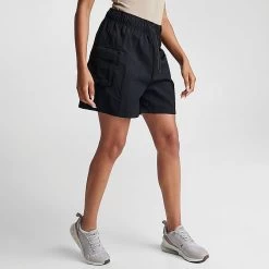 Women's Nike Sportswear Essential Woven High-Rise Shorts Black/White - DM6247 010 -Nike Women Shop DM6247 010 M3