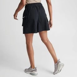 Women's Nike Sportswear Essential Woven High-Rise Shorts Black/White - DM6247 010 -Nike Women Shop DM6247 010 M4