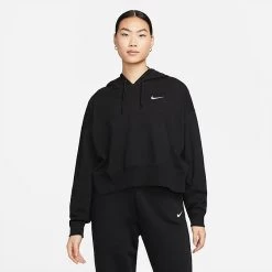 Women's Nike Sportswear Collection Essentials Oversized Fleece Hoodie Black/White - DM6417 010