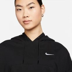 Women's Nike Sportswear Collection Essentials Oversized Fleece Hoodie Black/White - DM6417 010 -Nike Women Shop DM6417 010 M3