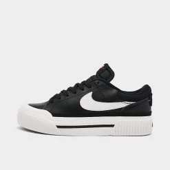 Women's Nike Court Legacy Lift Casual Shoes Black/Sail/White/Team Orange - DM7590 001