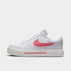Women's Nike Court Legacy Lift Casual Shoes White/Summit White/Coral Chalk/Sea Coral - DM7590 102