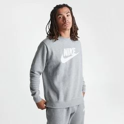 Nike Sportswear Club Fleece Futura Logo Crewneck Sweatshirt Dark Grey Heather - DQ4912 063 -Nike Women Shop DQ4912 063 M3
