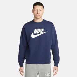 Nike Sportswear Club Fleece Futura Logo Crewneck Sweatshirt Midnight Navy - DQ4912 410