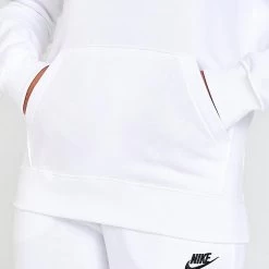Women's Nike Sportswear Club Fleece Funnel-Neck Hoodie White/Black - DQ5415 100 -Nike Women Shop DQ5415 100 M6