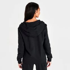 Women's Nike Sportswear Club Fleece Full-Zip Hoodie Black/White - DQ5471 010 -Nike Women Shop DQ5471 010 M4