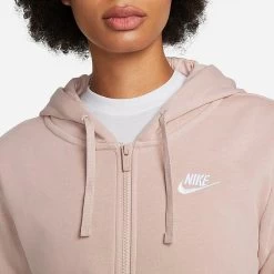 Women's Nike Sportswear Club Fleece Full-Zip Hoodie Pink Oxford/White - DQ5471 601 -Nike Women Shop DQ5471 601 M4