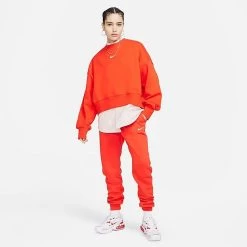 Women's Nike Sportswear Phoenix Fleece High-Waisted Jogger Sweatpants Picante Red/Sail - DQ5688 633 -Nike Women Shop DQ5688 633 M3