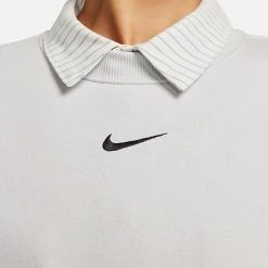 Women's Nike Sportswear Phoenix Fleece Oversized Crewneck Sweatshirt Photon Dust/Black - DQ5733 025 -Nike Women Shop DQ5733 025 M5