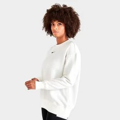 Women's Nike Sportswear Phoenix Fleece Oversized Crewneck Sweatshirt Sail/Black - DQ5733 133 -Nike Women Shop DQ5733 133 M3