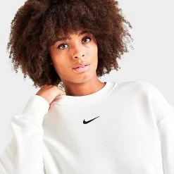 Women's Nike Sportswear Phoenix Fleece Oversized Crewneck Sweatshirt Sail/Black - DQ5733 133 -Nike Women Shop DQ5733 133 M5