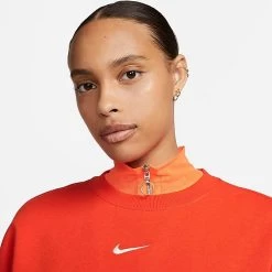Women's Nike Sportswear Phoenix Fleece Oversized Crewneck Sweatshirt Picante Red/Sail - DQ5733 633 -Nike Women Shop DQ5733 633 M4