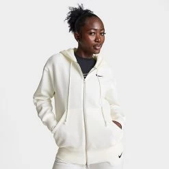 Women's Nike Sportswear Phoenix Fleece Oversized Full-Zip Hoodie Sail/Black - DQ5758 133