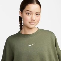 Women's Nike Sportswear Phoenix Fleece Oversized Crewneck Sweatshirt Medium Olive/Sail - DQ5761 222 -Nike Women Shop DQ5761 222 M3