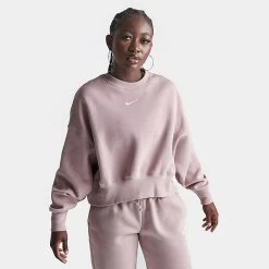 Women's Nike Sportswear Phoenix Fleece Oversized Crewneck Sweatshirt Diffused Taupe/Sail - DQ5761 272
