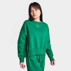 Women's Nike Sportswear Phoenix Fleece Oversized Crewneck Sweatshirt Malachite/Sail - DQ5761 365 -Nike Women Shop DQ5761 365 M3