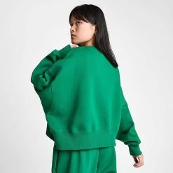 Women's Nike Sportswear Phoenix Fleece Oversized Crewneck Sweatshirt Malachite/Sail - DQ5761 365 -Nike Women Shop DQ5761 365 M4