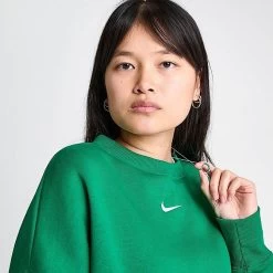 Women's Nike Sportswear Phoenix Fleece Oversized Crewneck Sweatshirt Malachite/Sail - DQ5761 365 -Nike Women Shop DQ5761 365 M5