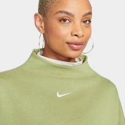 Women's Nike Sportswear Phoenix Fleece Over-Oversized Mock Neck Cropped Sleeve Sweatshirt Alligator/Sail - DQ5765 334 -Nike Women Shop DQ5765 334 M4