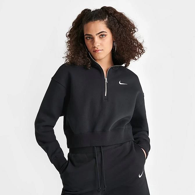 Women's Nike Sportswear Phoenix Fleece Oversized Half-Zip Crop Sweatshirt Black/Sail - DQ5767 010 1 Women's Nike Sportswear Phoenix Fleece Oversized Half-Zip Crop Sweatshirt Black/Sail - DQ5767 010