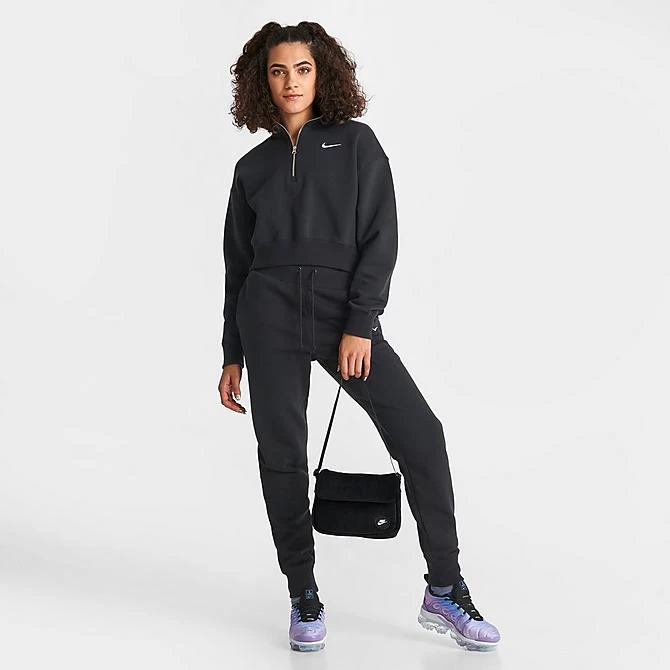 Women's Nike Sportswear Phoenix Fleece Oversized Half-Zip Crop Sweatshirt Black/Sail - DQ5767 010 2 Women's Nike Sportswear Phoenix Fleece Oversized Half-Zip Crop Sweatshirt Black/Sail - DQ5767 010 - Image 2