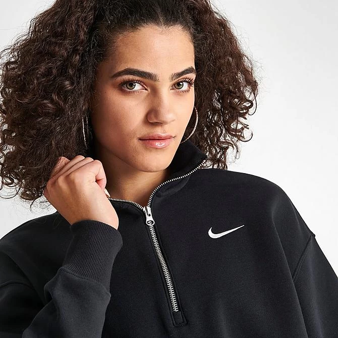 Women's Nike Sportswear Phoenix Fleece Oversized Half-Zip Crop Sweatshirt Black/Sail - DQ5767 010 5 Women's Nike Sportswear Phoenix Fleece Oversized Half-Zip Crop Sweatshirt Black/Sail - DQ5767 010 - Image 5