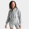 Women's Nike Sportswear Phoenix Fleece Oversized Half-Zip Crop Sweatshirt Dark Grey Heather/Sail - DQ5767 063