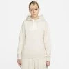 Women's Nike Sportswear Logo Club Fleece Pullover Hoodie Oatmeal Heather/White - DQ5775 141