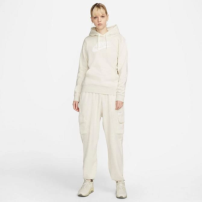 Women's Nike Sportswear Logo Club Fleece Pullover Hoodie Oatmeal Heather/White - DQ5775 141 3 Women's Nike Sportswear Logo Club Fleece Pullover Hoodie Oatmeal Heather/White - DQ5775 141 - Image 3